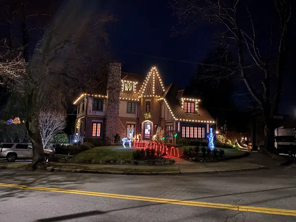 Full front elevation lit in Brookline, MA