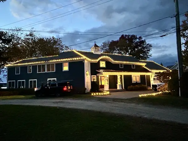 Roofline and landscape lighting on a home in Waterford, CT