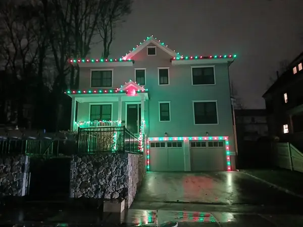 Residential Christmas light installation by the Holiday Lights Decor network